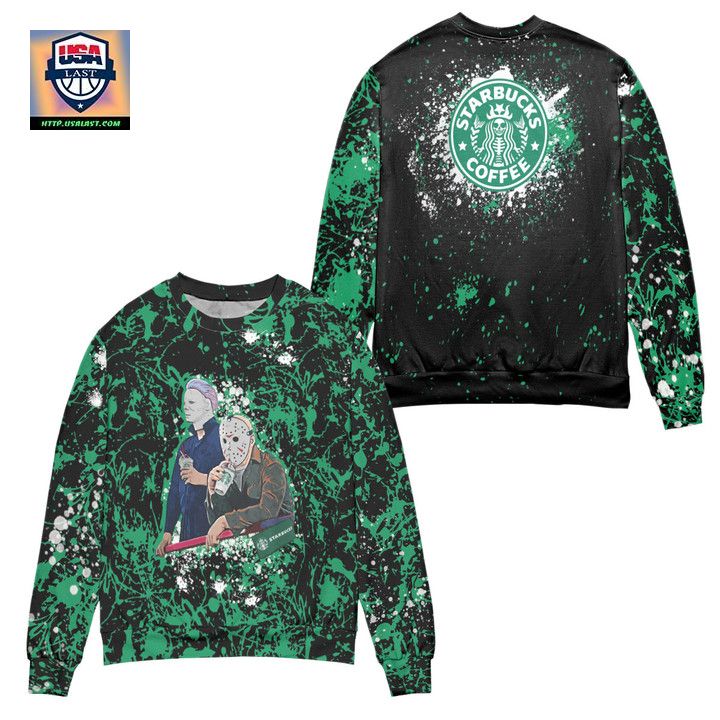 Jason Voorhees Drinking Starbucks Ugly Christmas Sweater