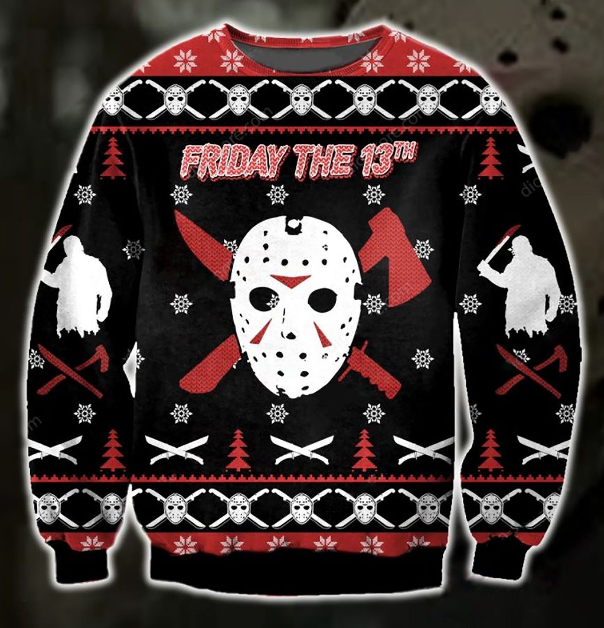Jason Voorhees Friday The 13Th Logo 3D Ugly Christmas Sweater