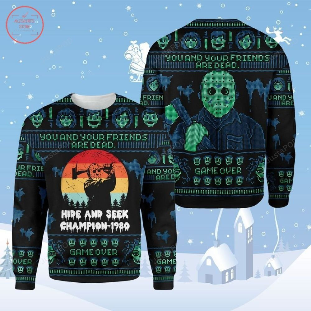 Jason Voorhees Hide And Seek Champion 1980 For Unisex Ugly Christmas Sweater, Perfect Holiday Gift