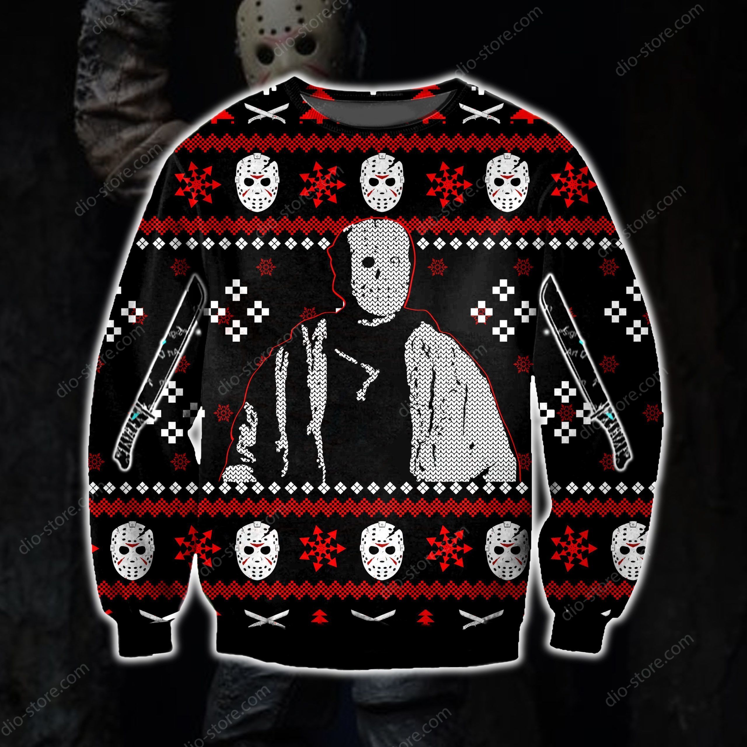 Jason Voorhees Knitting Pattern 3D Print Ugly Sweater