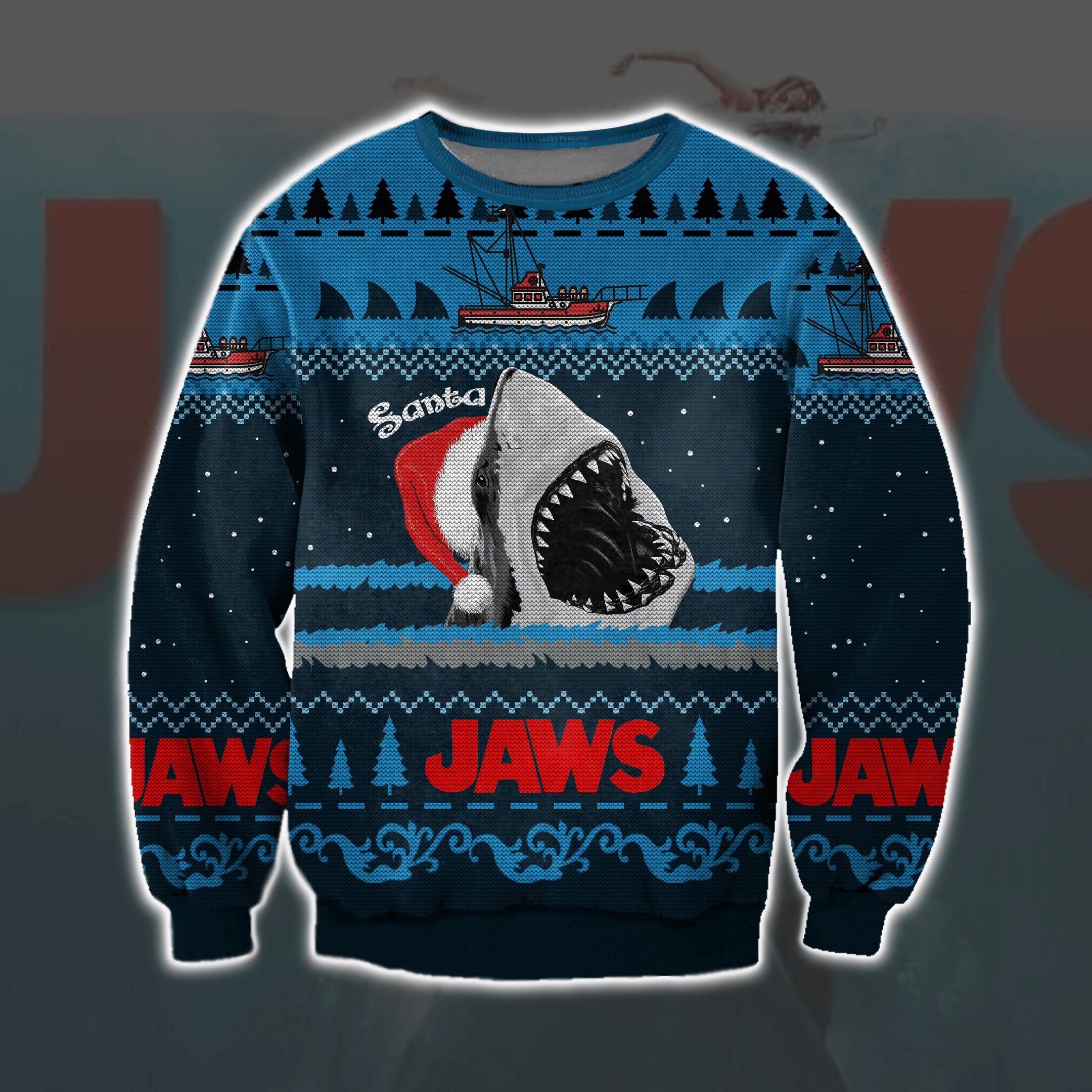 Jaws 3D Print Knitting Pattern Ugly Christmas Sweater