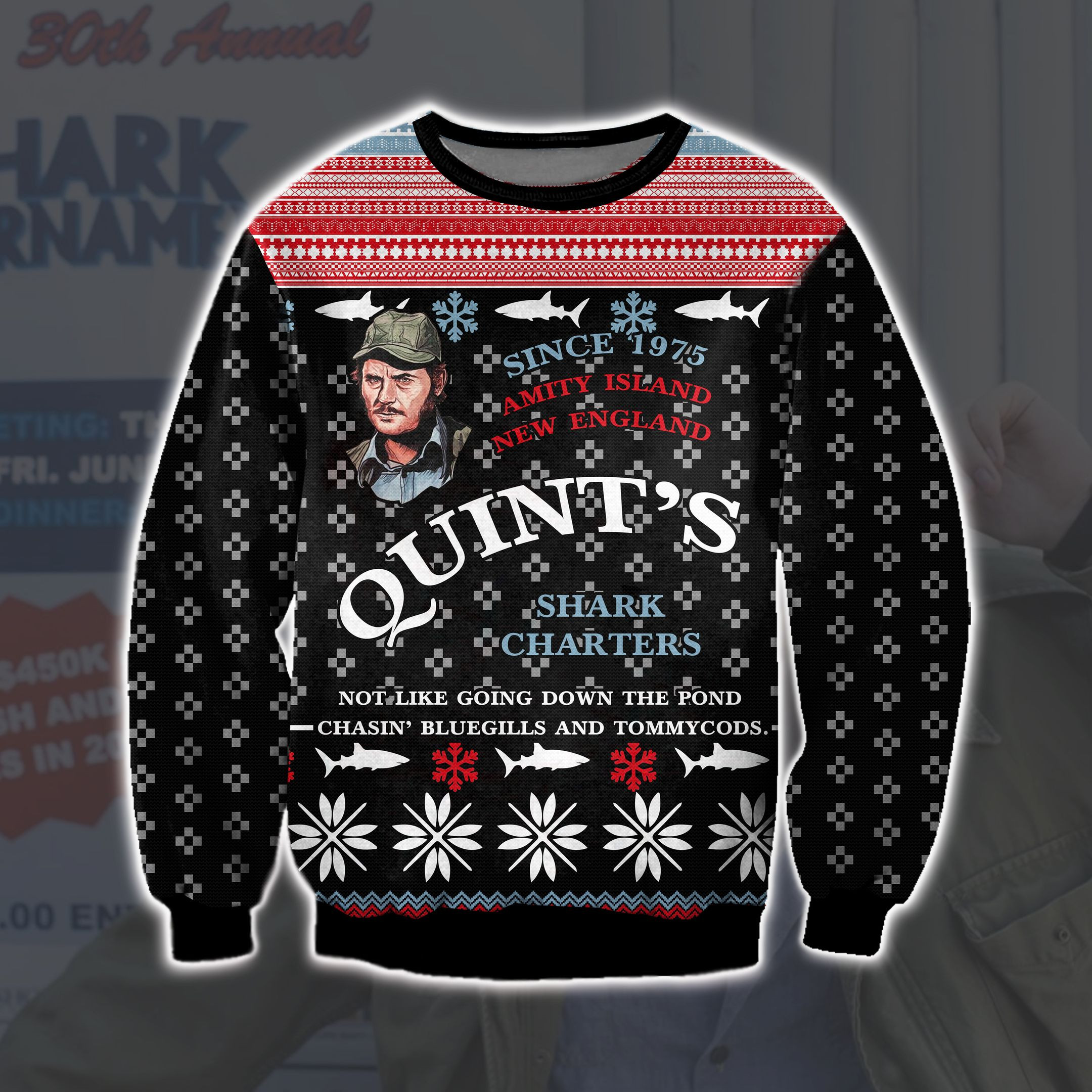 Jaws Knitting Pattern 3D Print Ugly Christmas Sweater