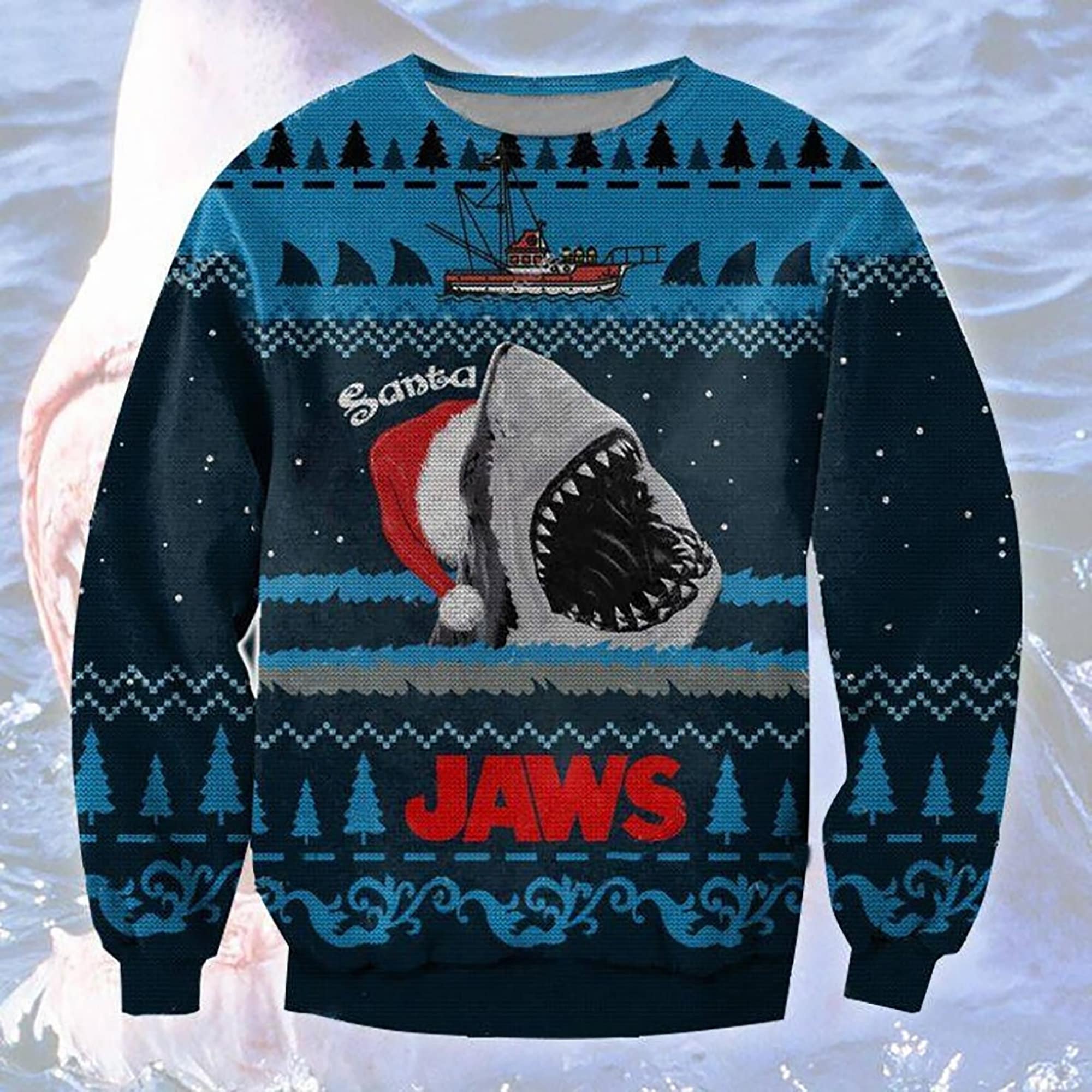 Jaws Shark Lover Ugly Christmas Sweater