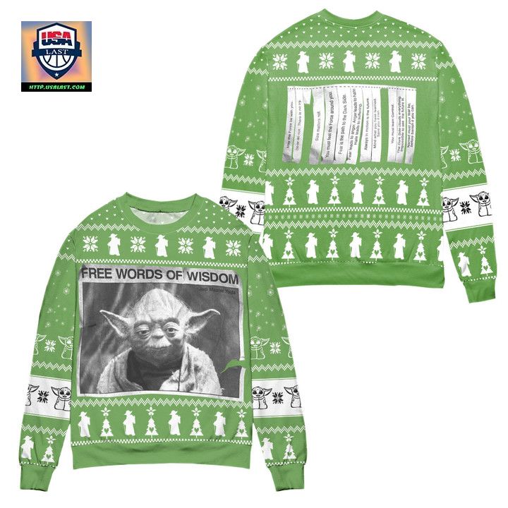 Jedi Master Yoda Star Wars Free Words Of Wisdom Ugly Christmas Sweater