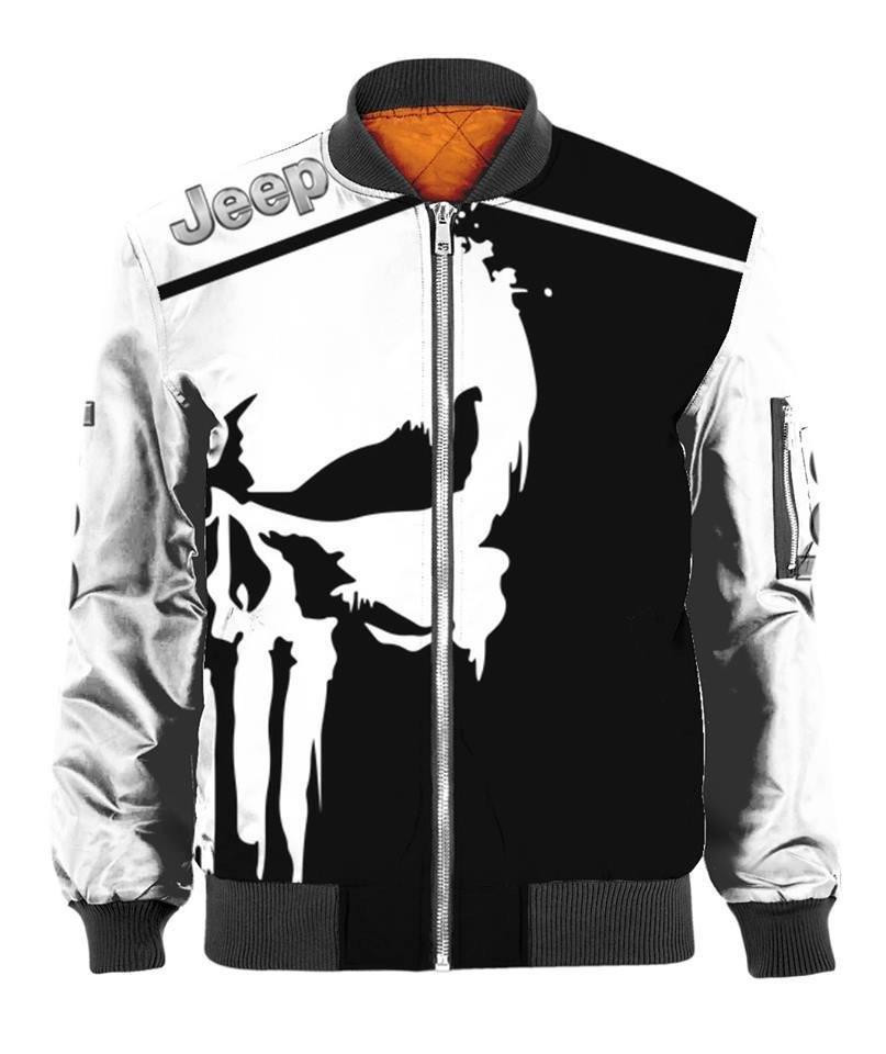 Jeep Punisher Skull Bomber Jacket | Automotive Jacket for Men & Women | Car Fan Gift