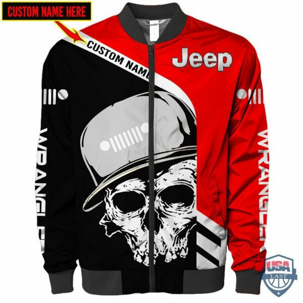 Jeep Skull Cap Personalized Bomber Jacket | Automotive Jacket for Men & Women | Car Fan Gift