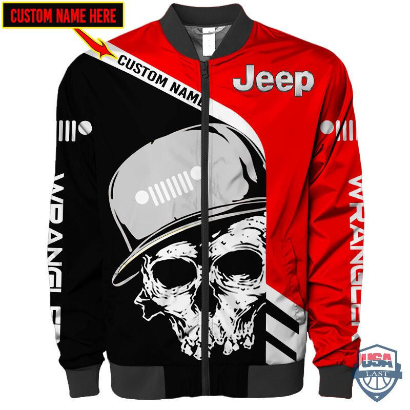 Jeep Skull Cap Personalized Bomber Jacket | Automotive Jacket for Men & Women | Car Fan Gift