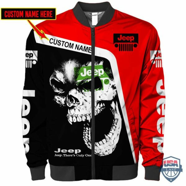 Jeep Skull Personalized Bomber Jacket | Automotive Jacket for Men & Women | Car Fan Gift