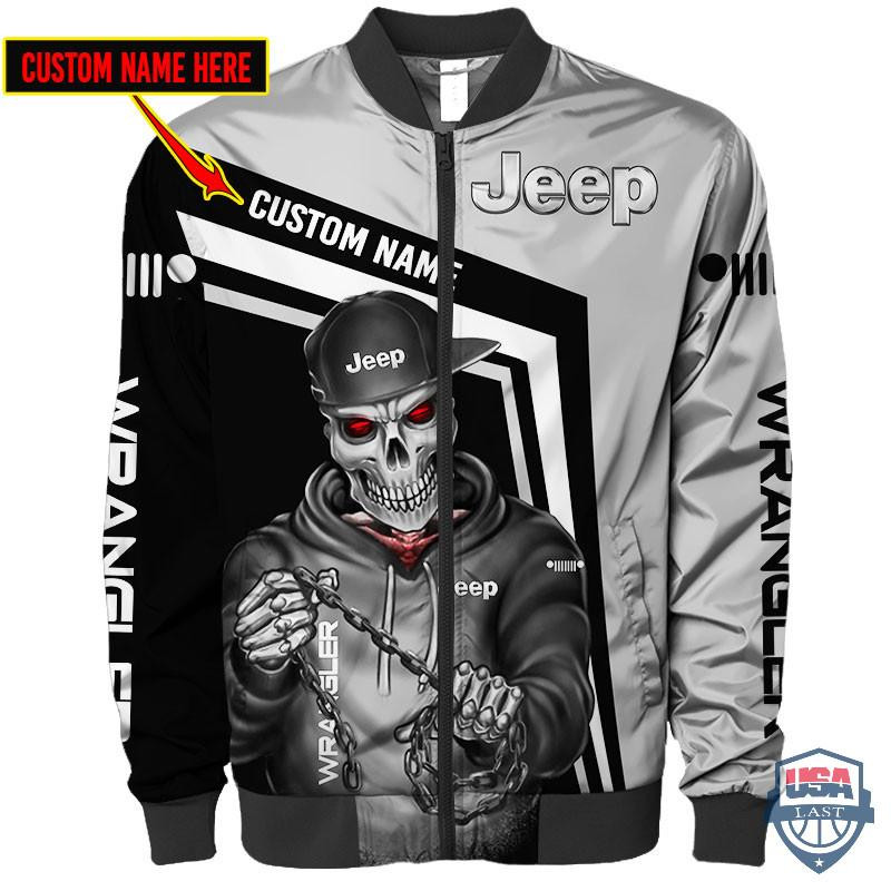 Jeep Wrangler Ghost Rider Personalized Bomber Jacket | Automotive Jacket for Men & Women | Car Fan Gift