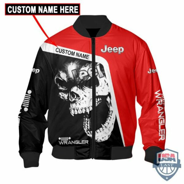 Jeep Wrangler Skull Personalized Bomber Jacket | Automotive Jacket for Men & Women | Car Fan Gift