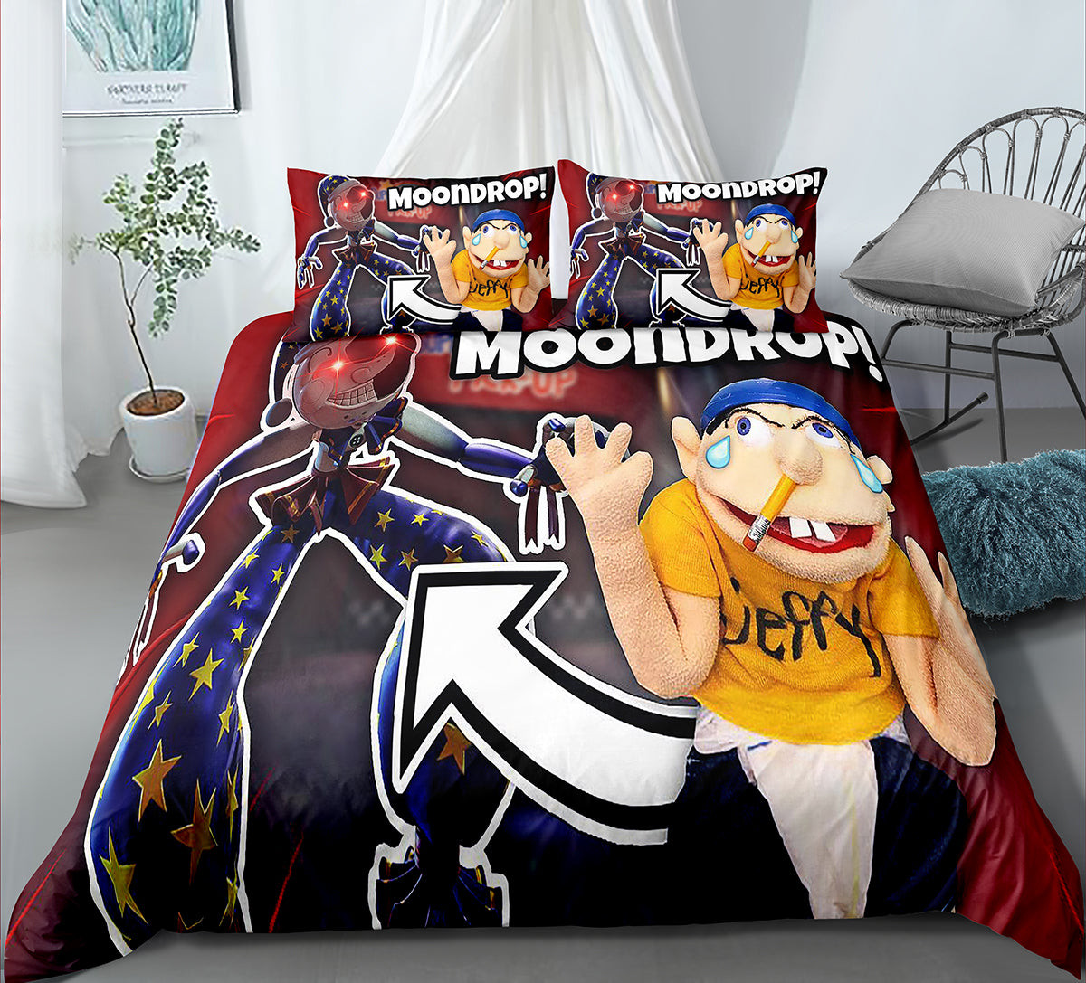 Jeffy Duvet Cover Quilt Cover Pillowcase Bedding Set Bed Linen Home Bedroom Decor