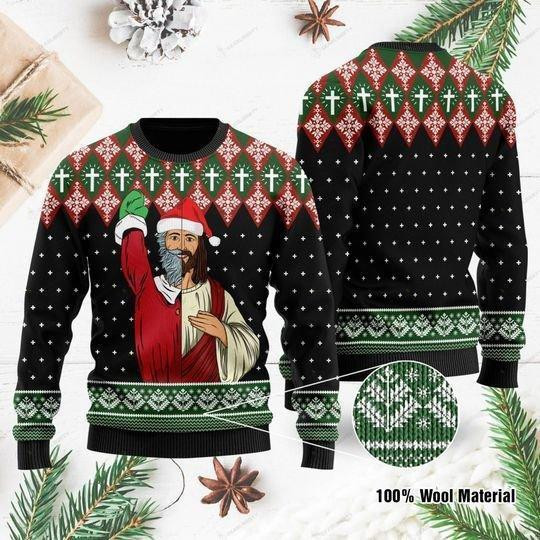 Jesus And Santa Claus Ugly Christmas Sweater, Perfect Holiday Gift