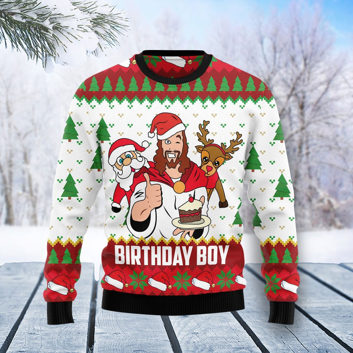 Jesus Birthday Boy Ugly Christmas Sweater, Perfect Holiday Gift
