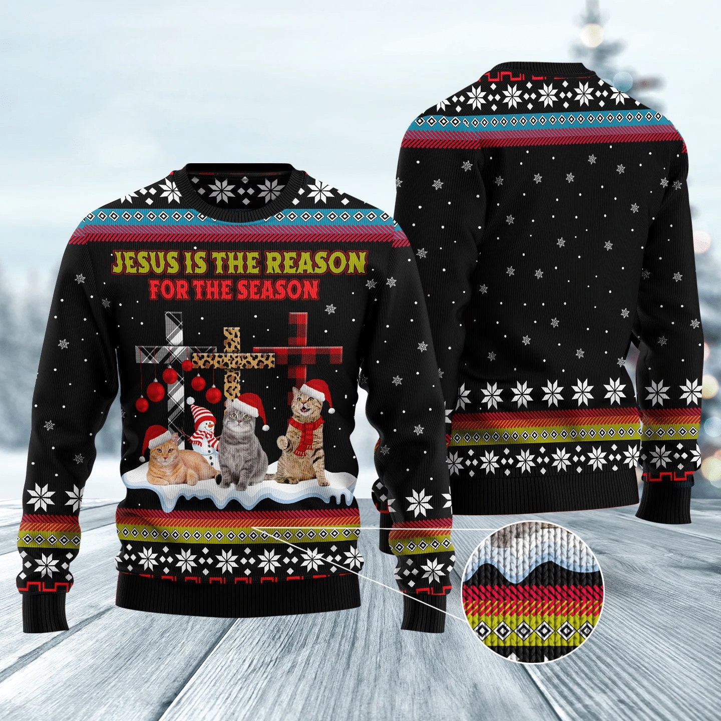 Jesus Is The Reason For The Season Cat Ugly hristmas Sweater