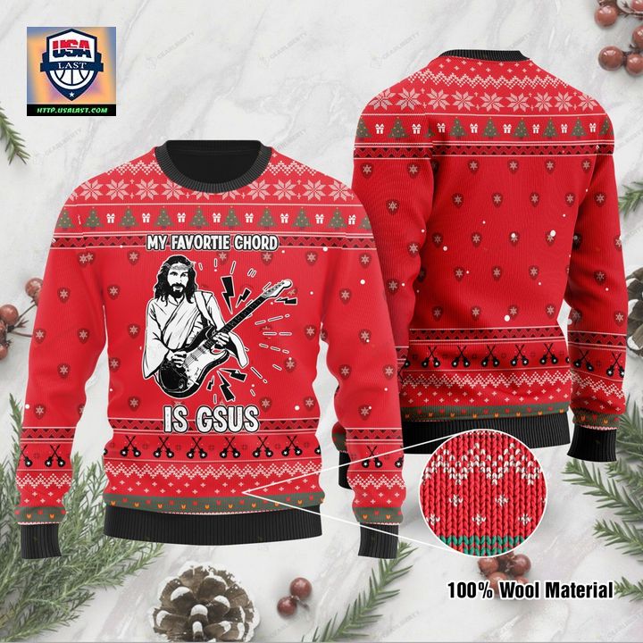 Jesus Plays Guitar With Sayings My Favorite Chord Is Gsus Ugly For Guitar And Jesus Lovers On National Christmas 3D Sweater