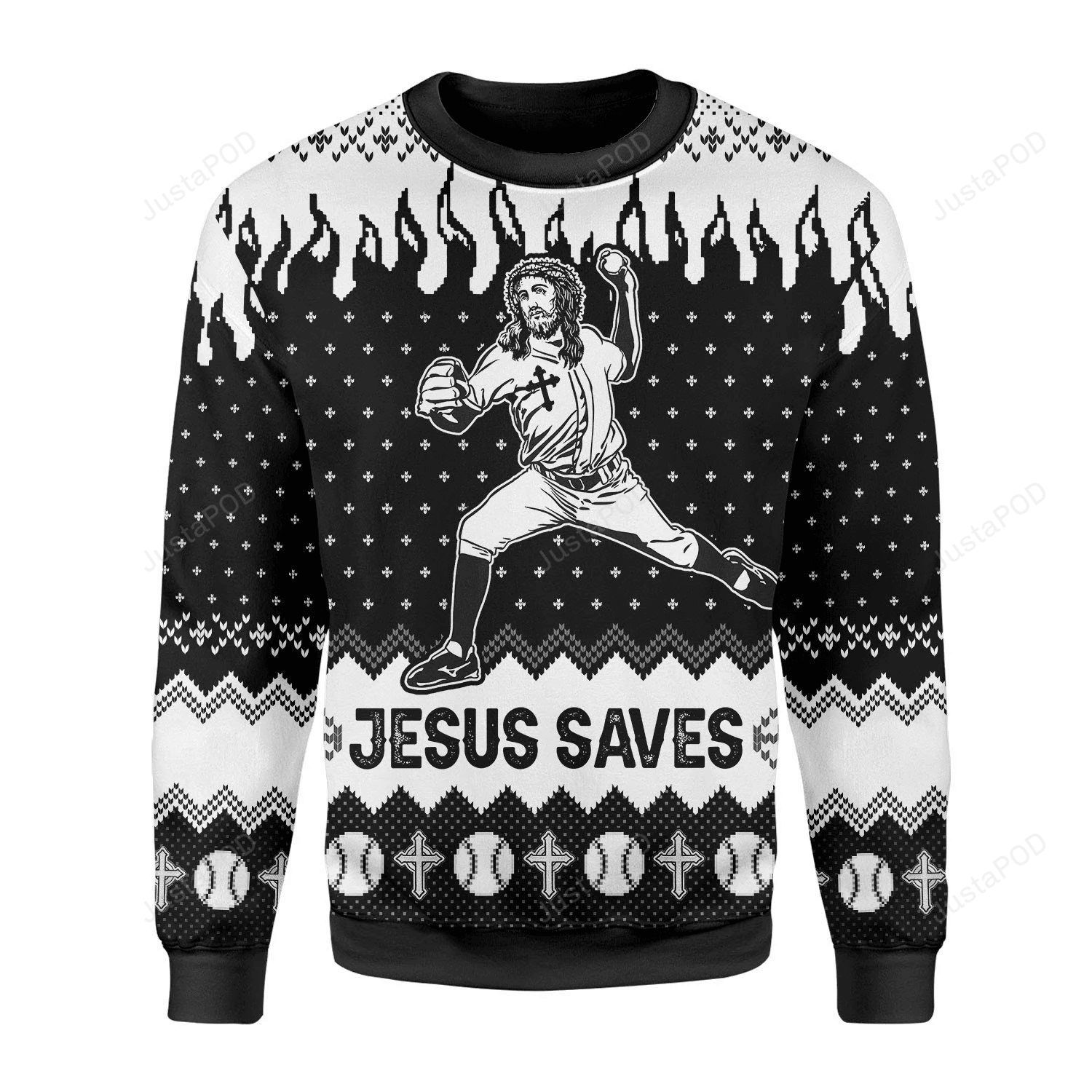 Jesus Saves Baseball Christmas Ugly Christmas Sweater,