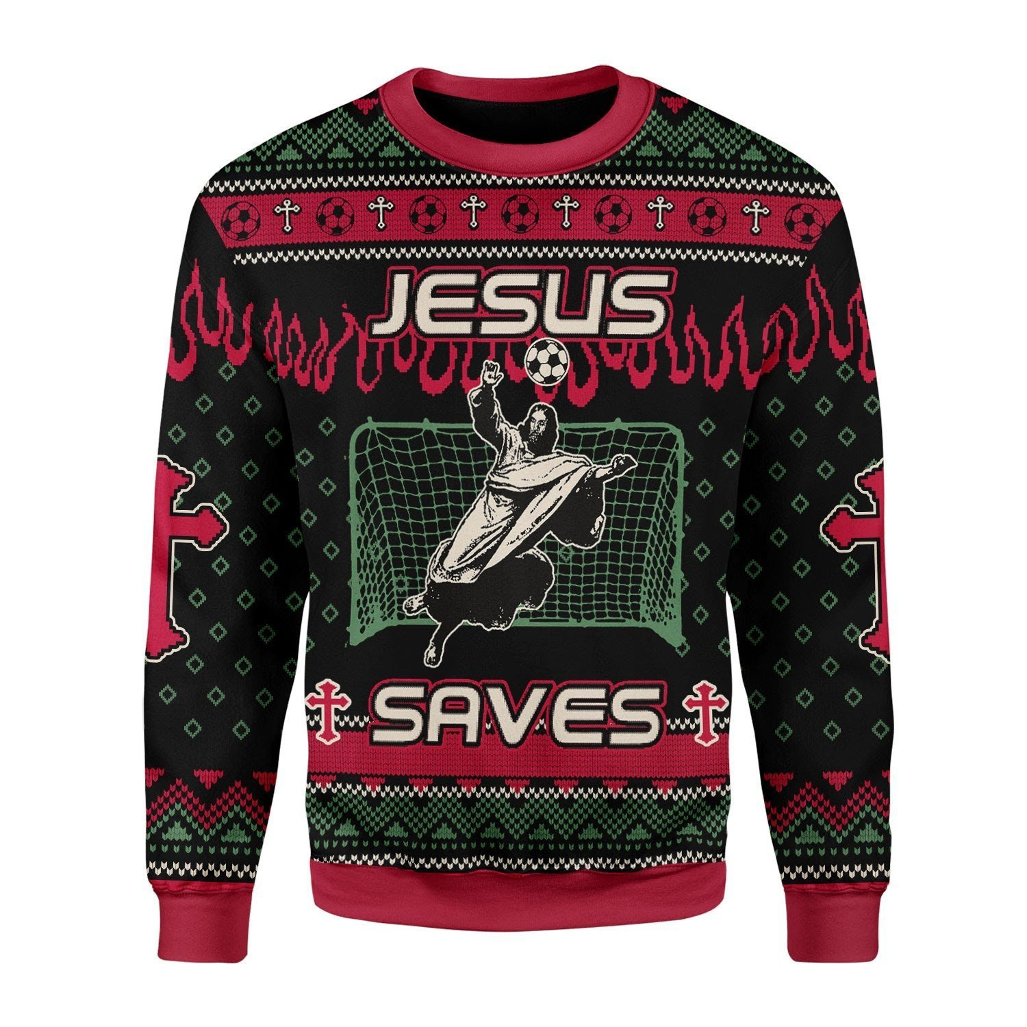 Jesus Saves Football Ugly Christmas Sweater, Perfect Holiday Gift