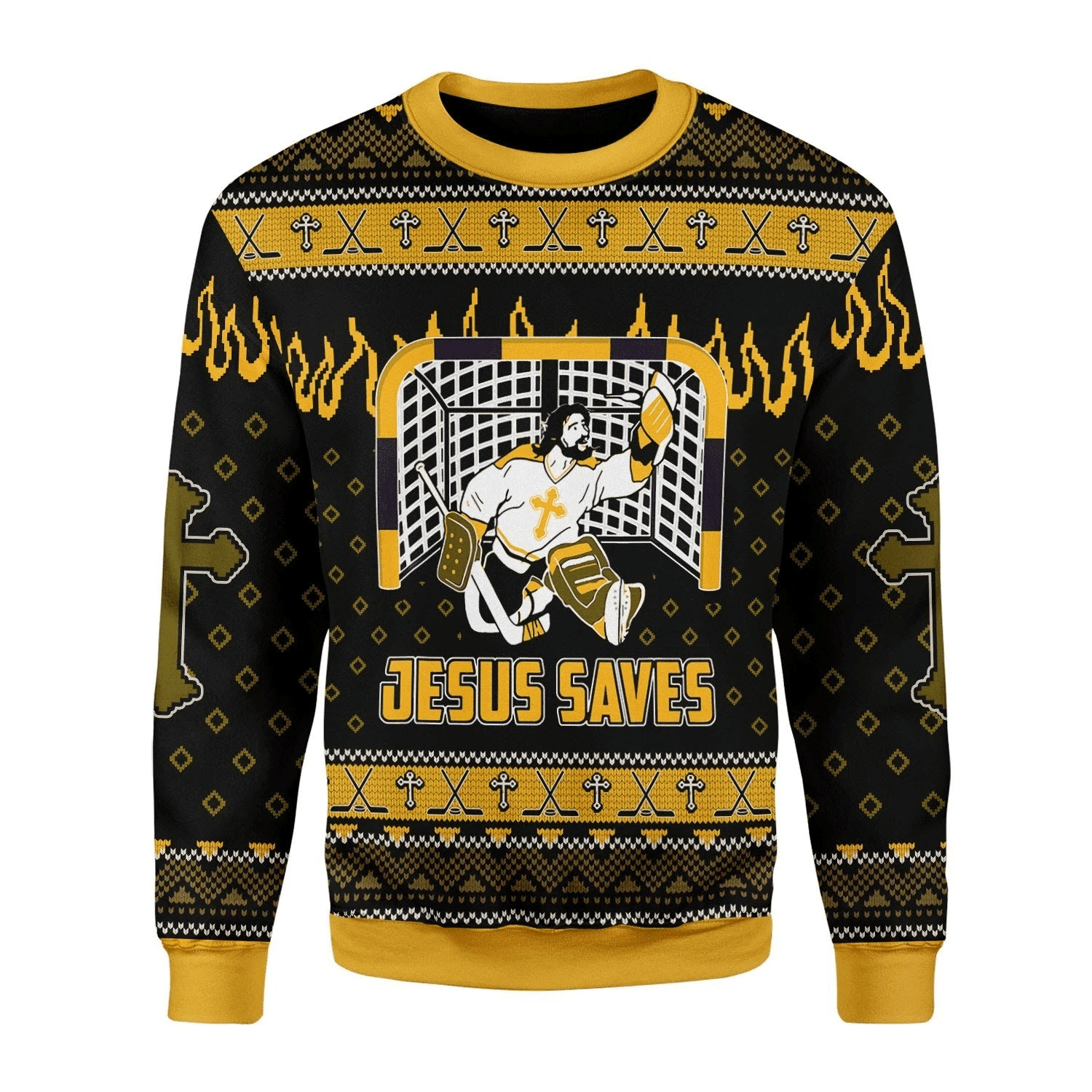 Jesus Saves Hockey Ugly Christmas Sweater, Perfect Holiday Gift