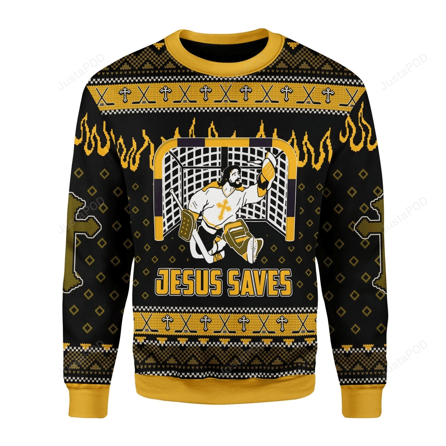 Jesus Saves Hockey Ugly Christmas Sweater Perfect Holiday Gift