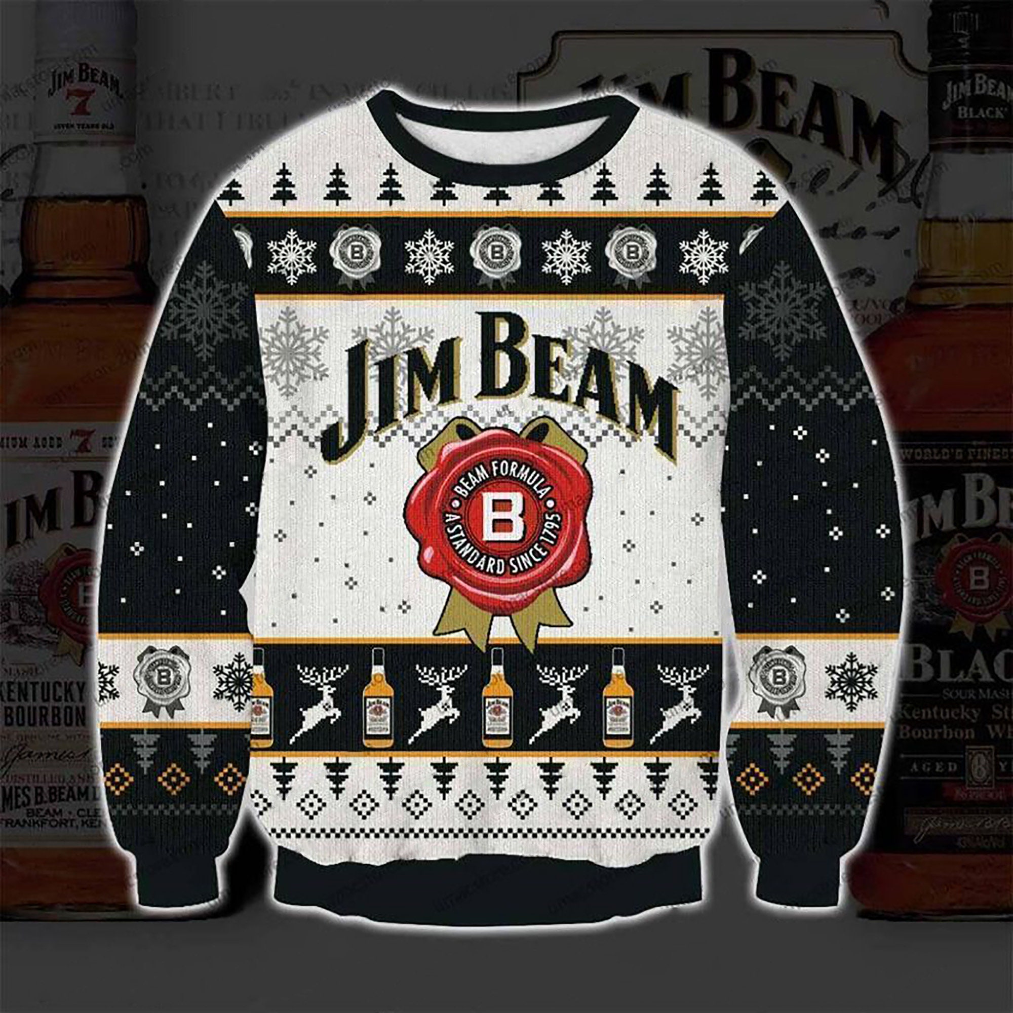 Jim Beam Beer 1795 Ugly Christmas Sweater