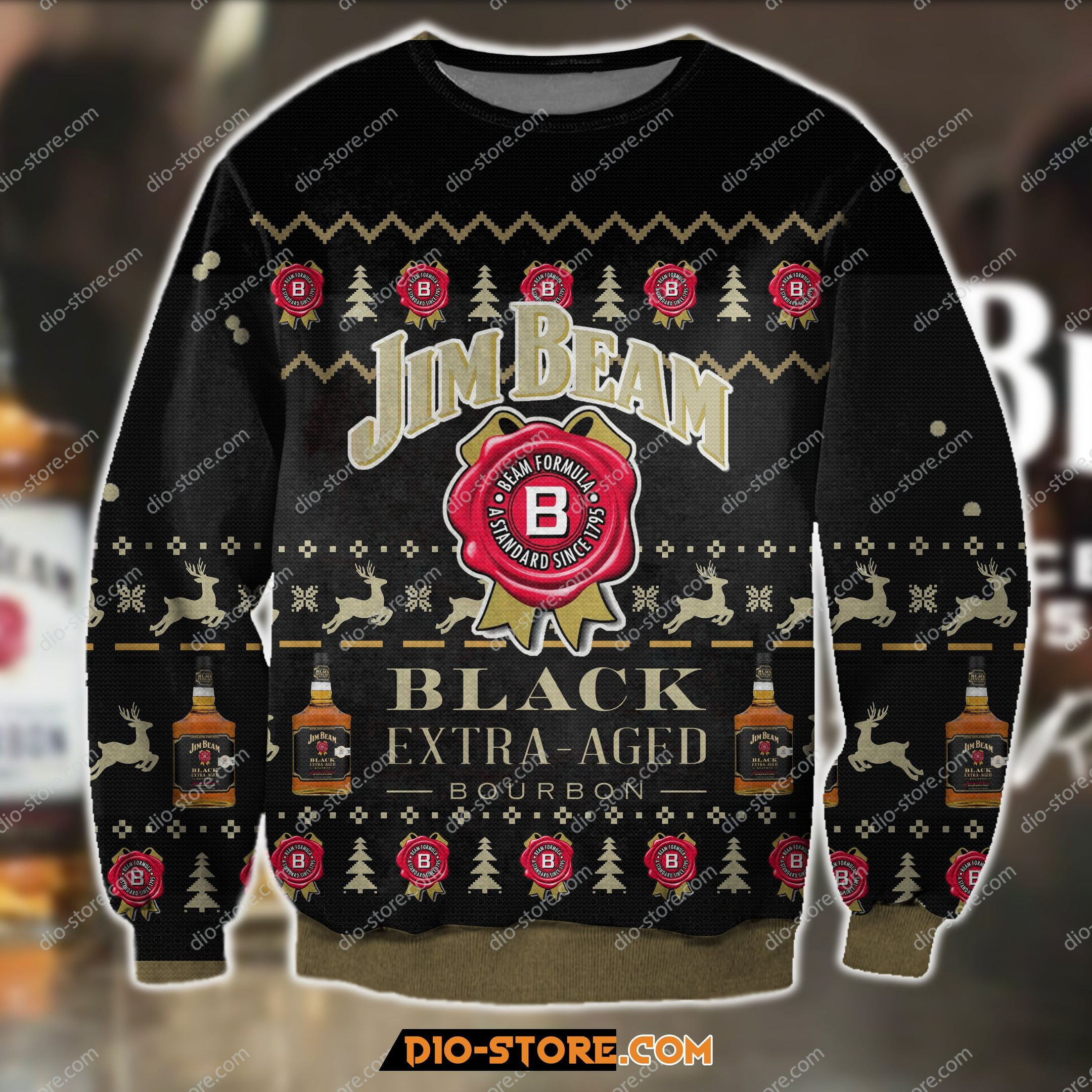 Jim Beam Black Extra Aged Bourbon For Unisex Ugly Christmas Sweater,