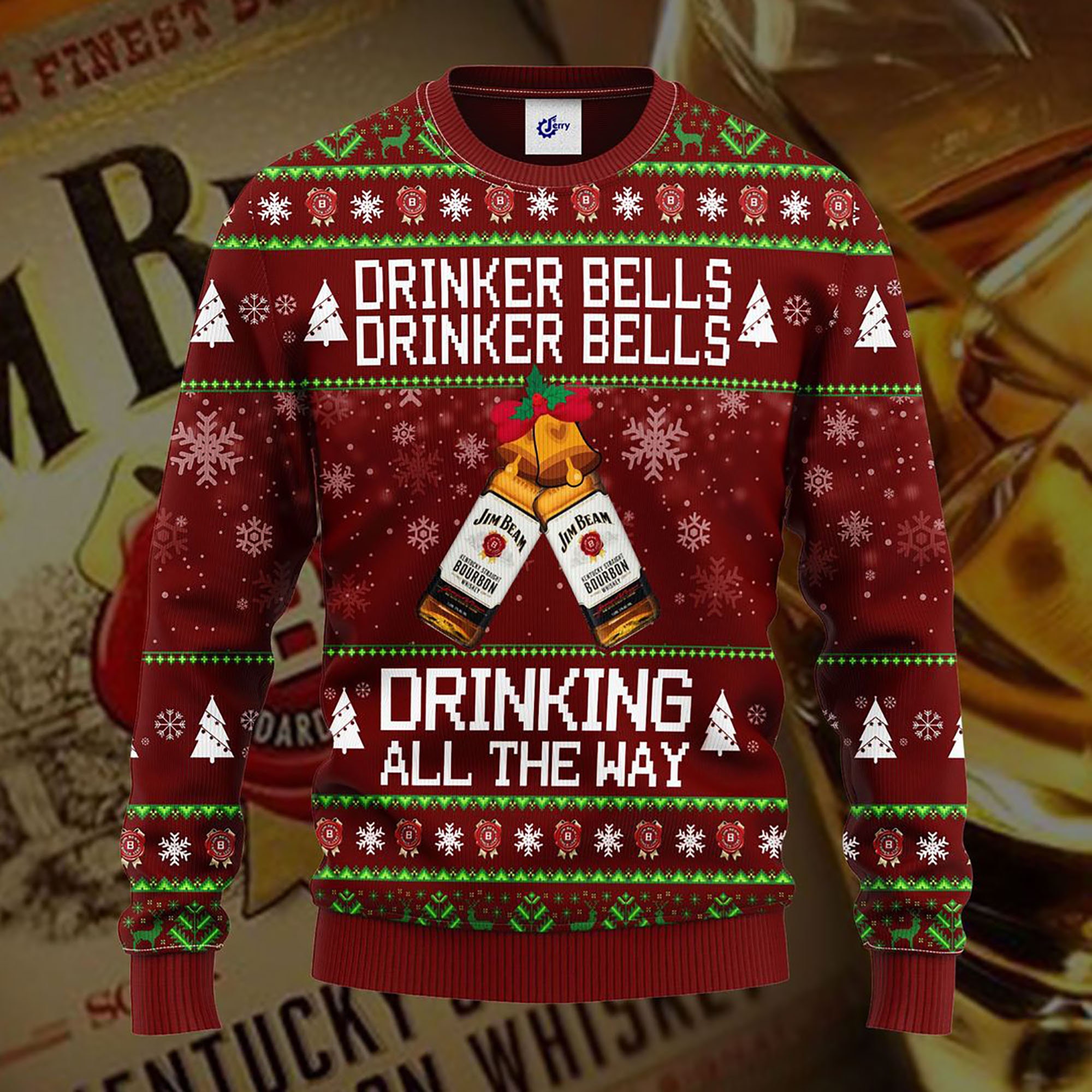 Jim Beam Drinker Bells Drinker Bells Drinking All Ugly Christmas Sweater