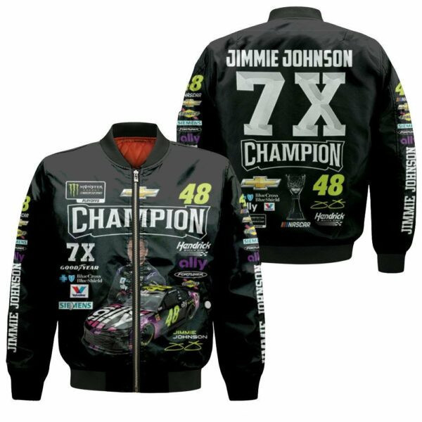 Jimmie Johnson Champion 7X Chevrolet For Fan 3D Bomber Jacket | Automotive Jacket for Men & Women | Car Fan Gift