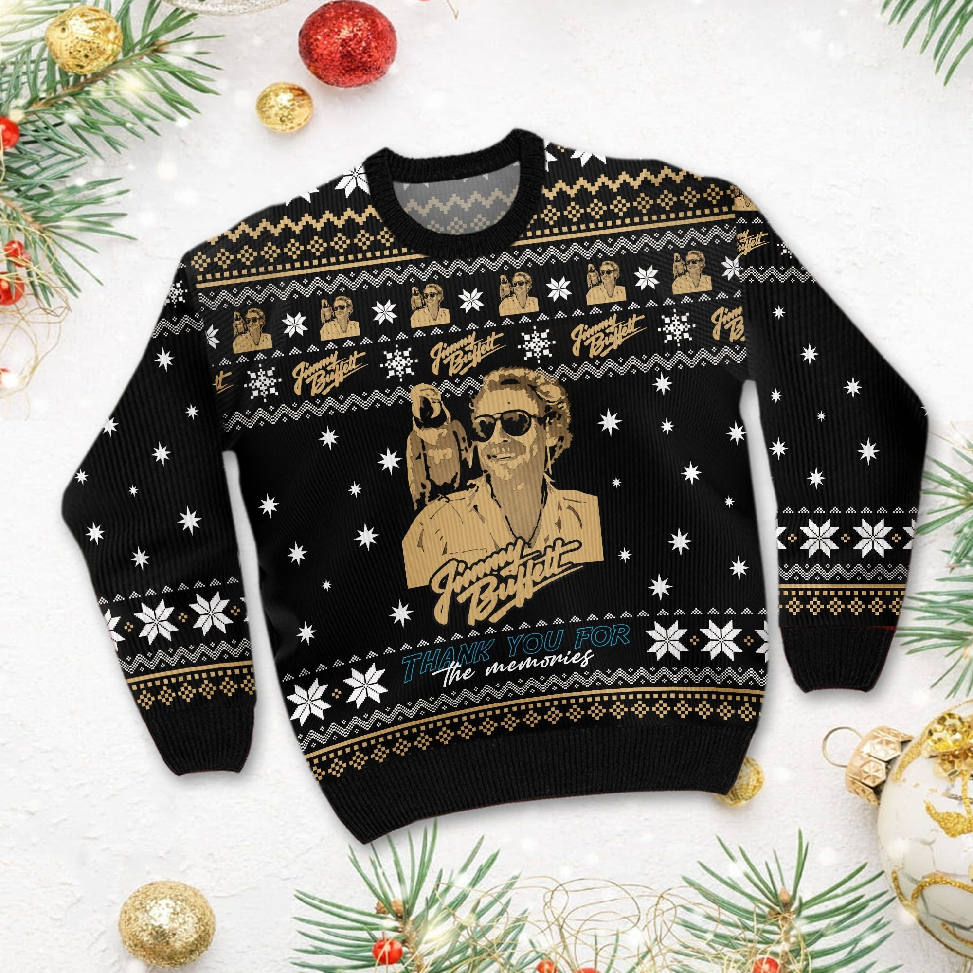 Jimmy Buffett Thank You For The Memories Ugly Christmas Sweater Perfect Holiday Gift - Image 3