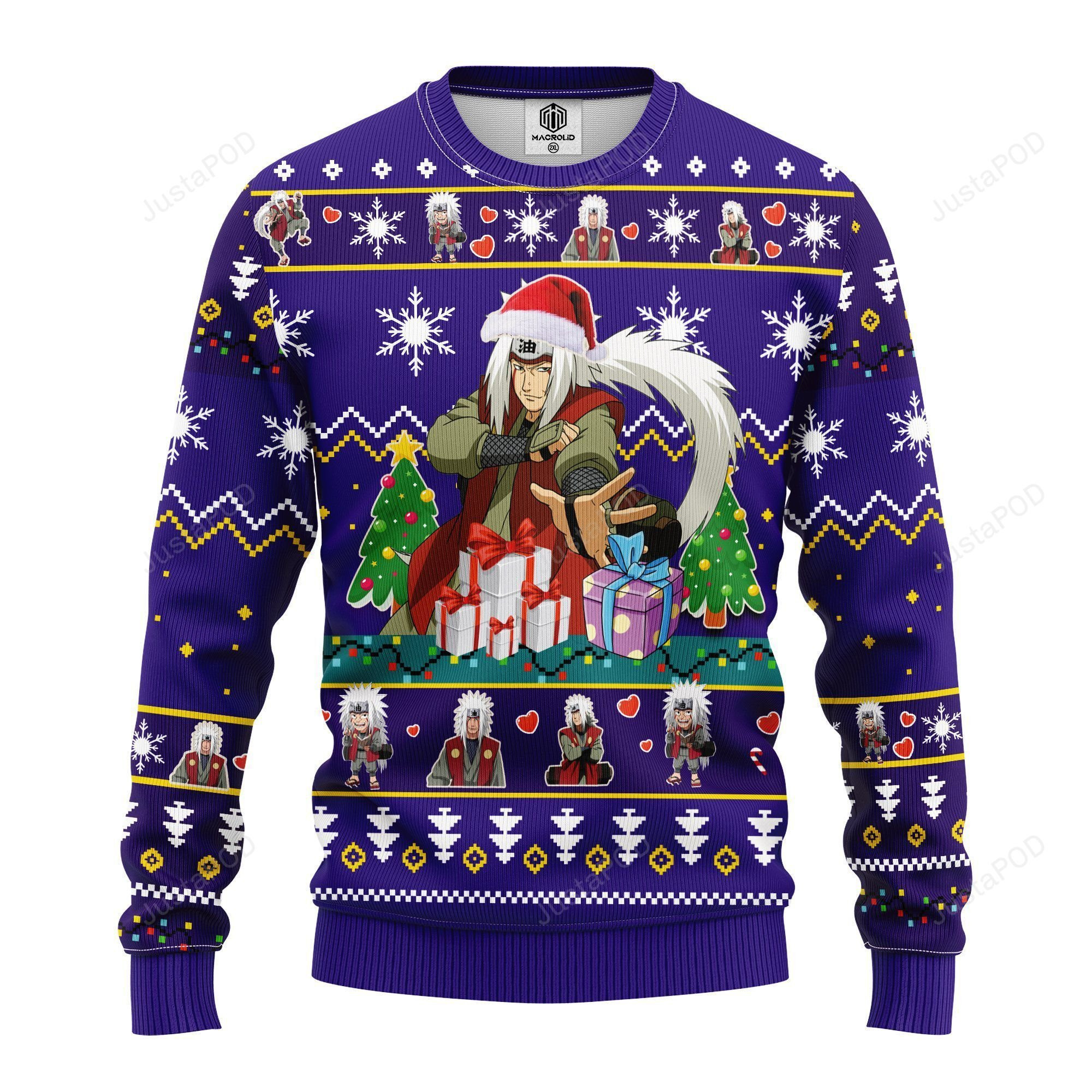 Jiraia Naruto Blue Ugly Christmas Sweater, Perfect Holiday Gift