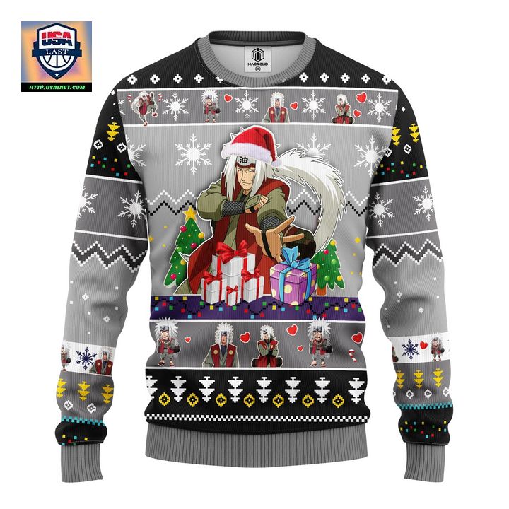 Jiraiya Naruto Anime Ugly Christmas Sweater Gray Amazing Gift Idea Thanksgiving Gift
