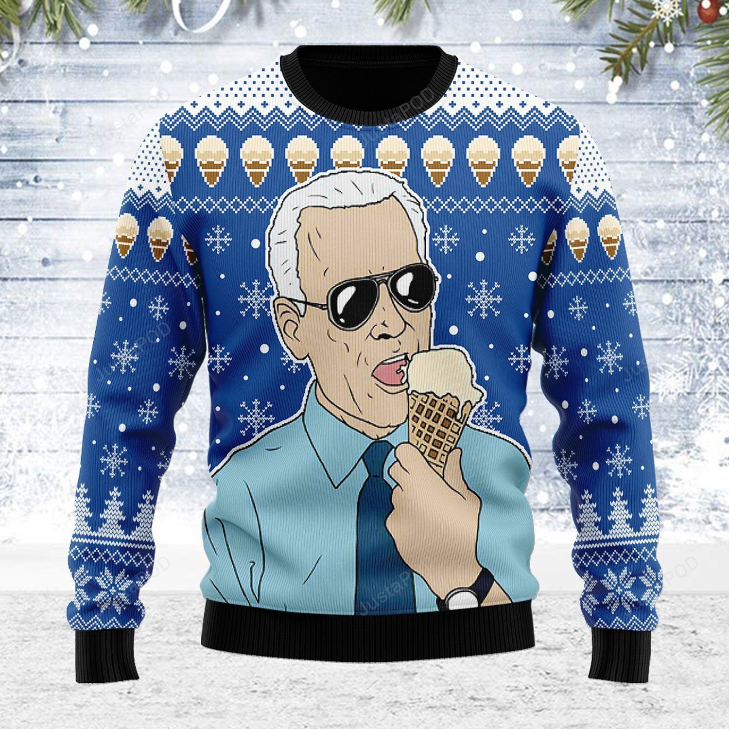 Joe I Love Ice Cream Ugly Christmas Sweater, Perfect Holiday Gift