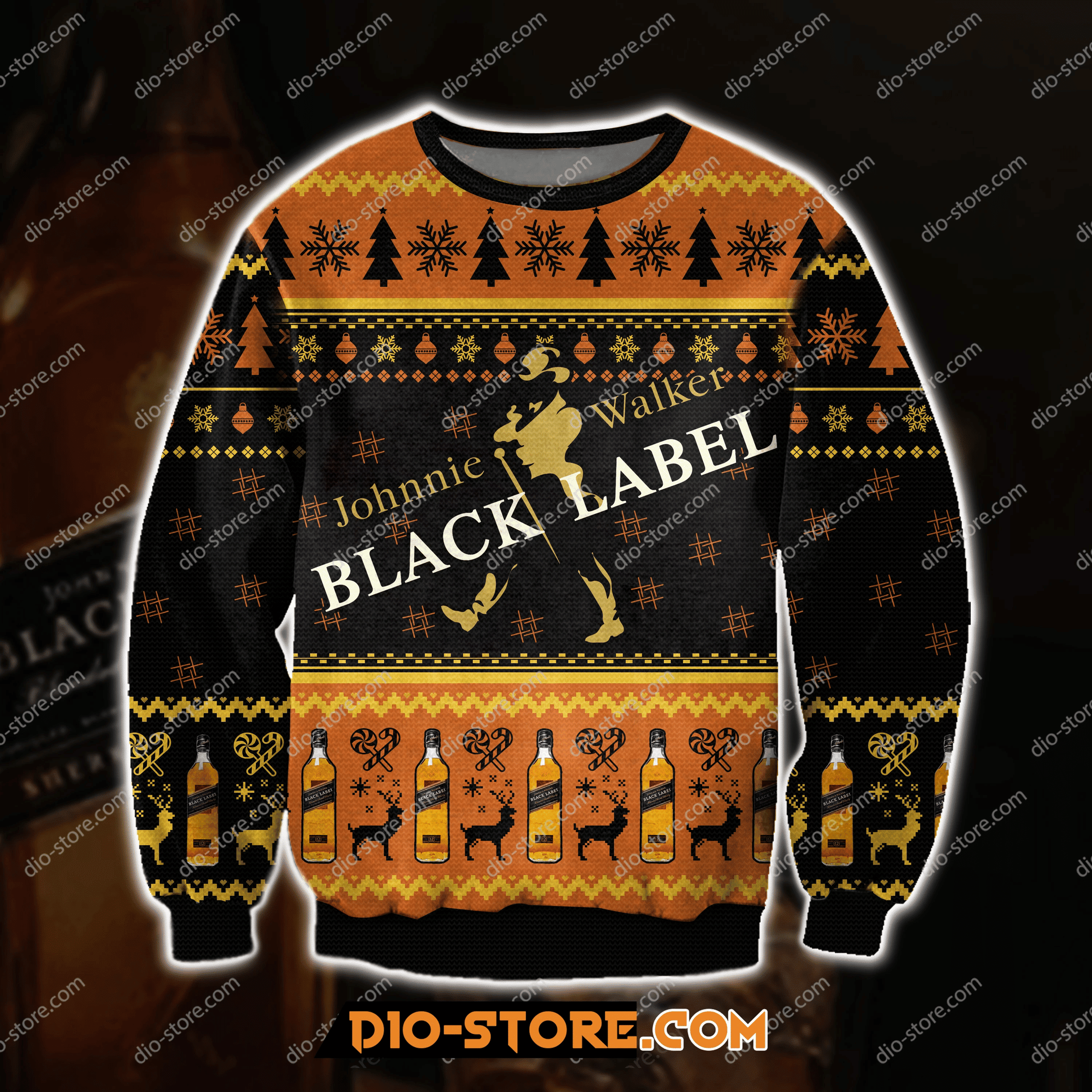 Johnnie Walker Black Label 3D Ugly Christmas Sweater, Perfect Holiday Gift