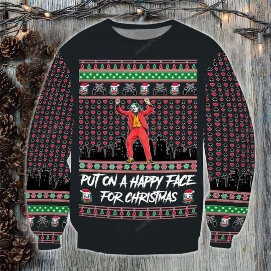 Joker Put On A Happy Face For Christmas For Unisex Ugly Christmas Sweater,