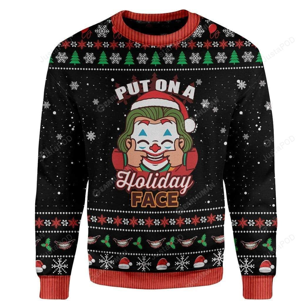 Joker Put On A Holiday Face For Unisex Ugly Christmas Sweater,