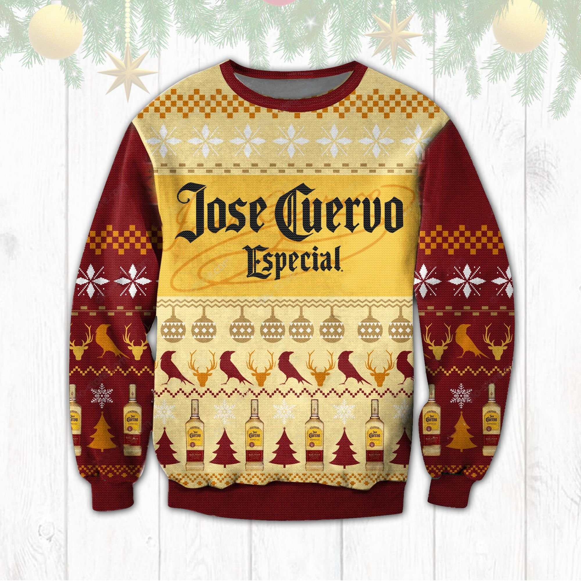 Jose Cuervo Especial Gold Whiskey Ugly Christmas Sweater