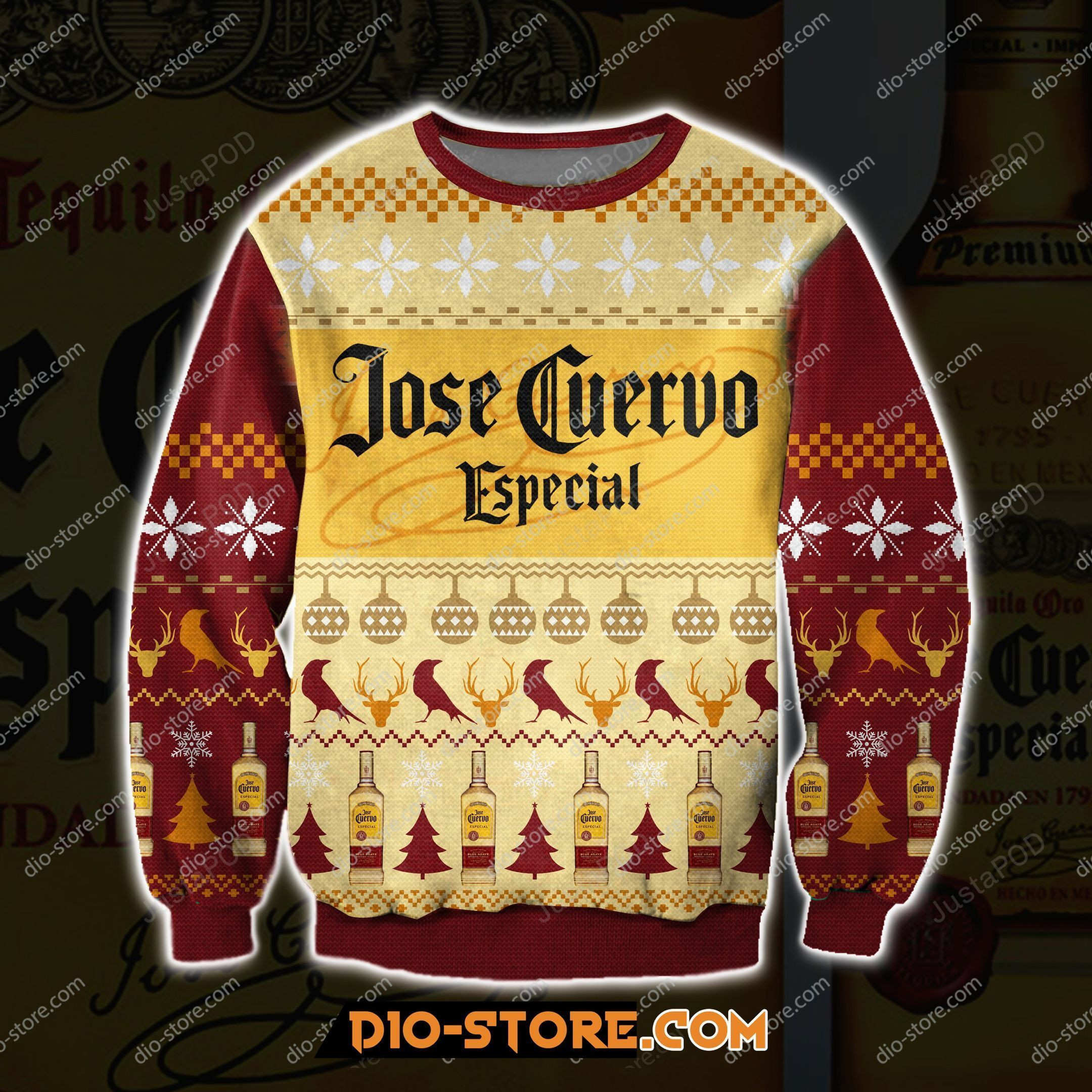 Jose Cuervo Especial Tequila Knitting Pattern 3D Print Ugly Christmas Sweater, Perfect Holiday Gift