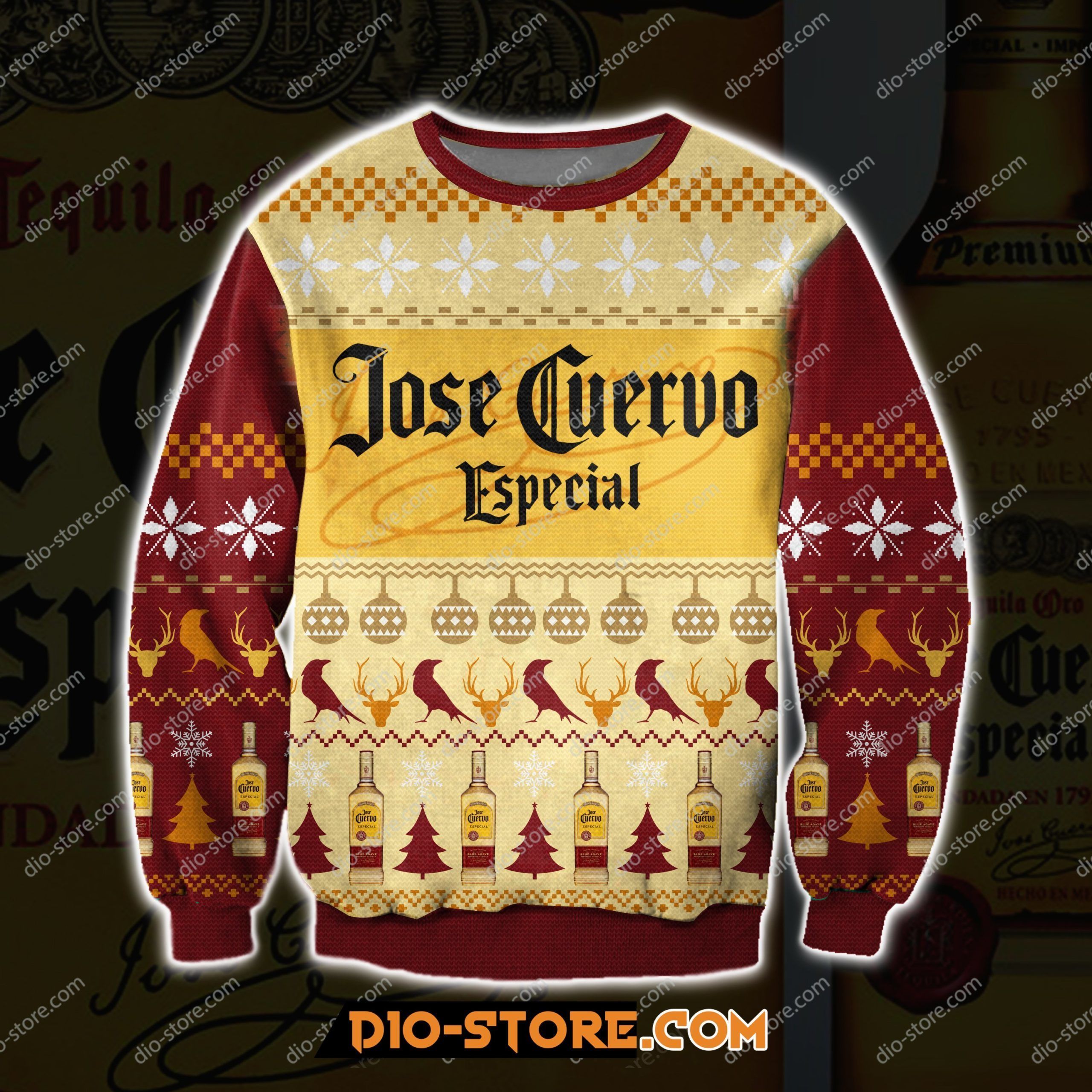 Jose Cuervo Especial Tequila Knitting Pattern 3D Print Ugly Sweater