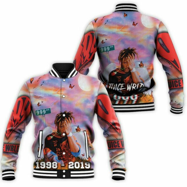 Juice Wrld 999 Butterfly Paradise Baseball Jacket for Men & Women | Music Fan Gift