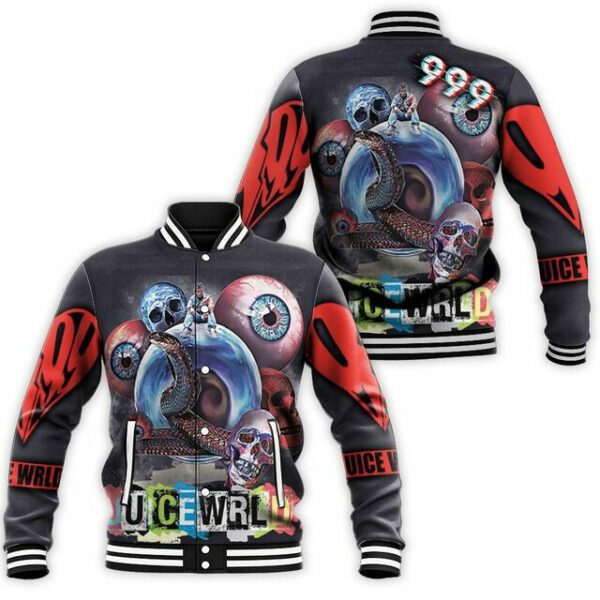 Juice Wrld 999 Creepy Snake Eye Rap Baseball Jacket for Men & Women | Music Fan Gift