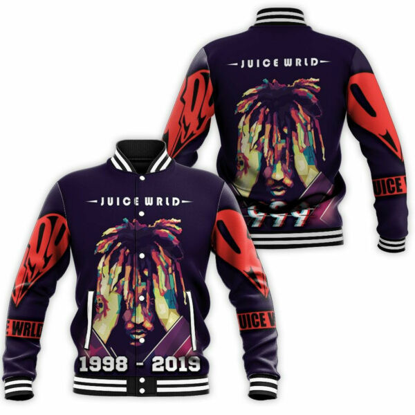Juice Wrld 999 Emo Rap Hip Hop Sketch Baseball Jacket for Men & Women | Music Fan Gift