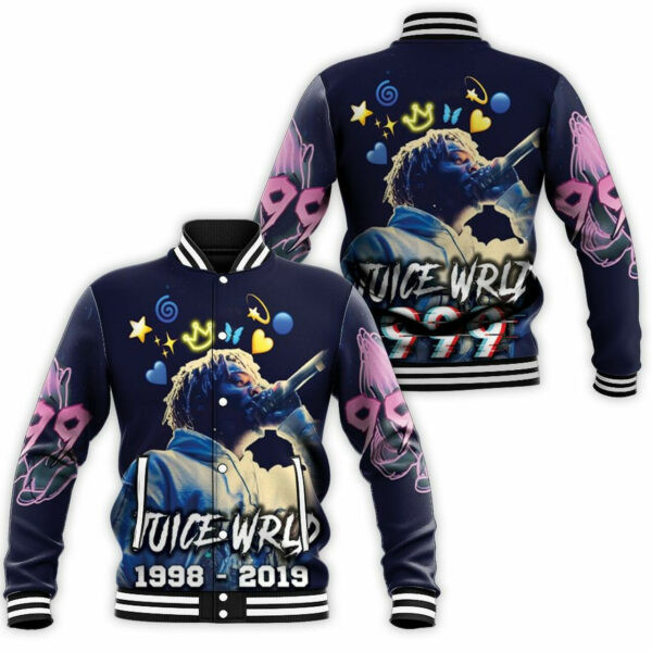 Juice Wrld 999 Emotion Moment Hip Hop Baseball Jacket for Men & Women | Music Fan Gift