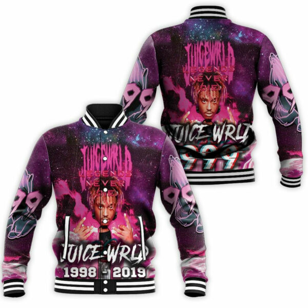 Juice Wrld 999 Legend Never Die Finger Wave Baseball Jacket for Men & Women | Music Fan Gift