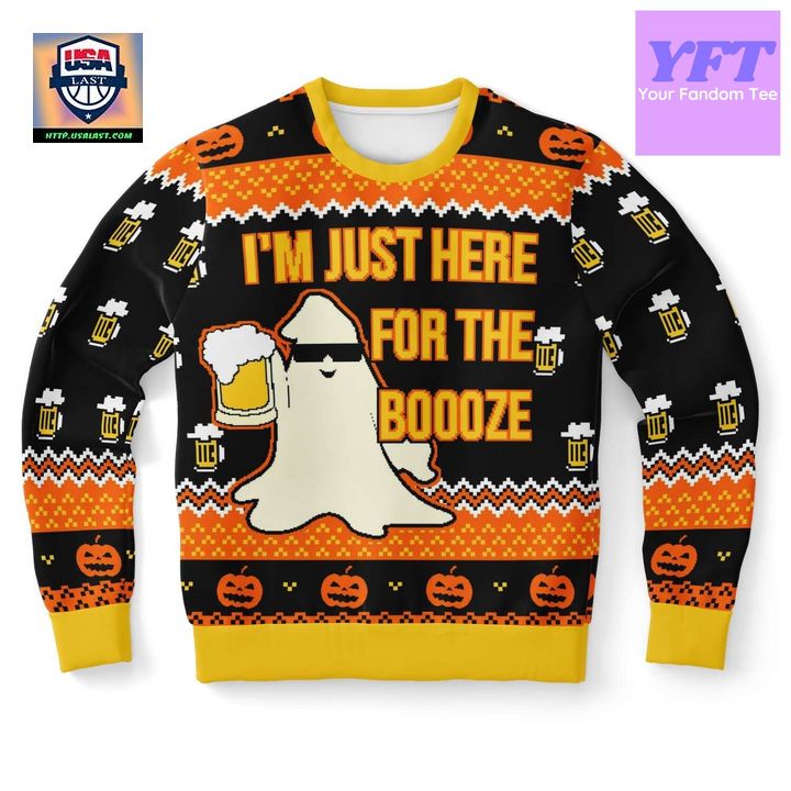 Just Here For The Booze Meme Design 3d Ugly Christmas Sweater