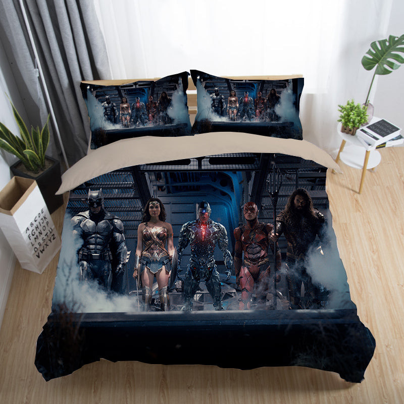 Justice League Duvet Cover Quilt Cover Pillowcase Bedding Set Bed Linen Home Bedroom Decor