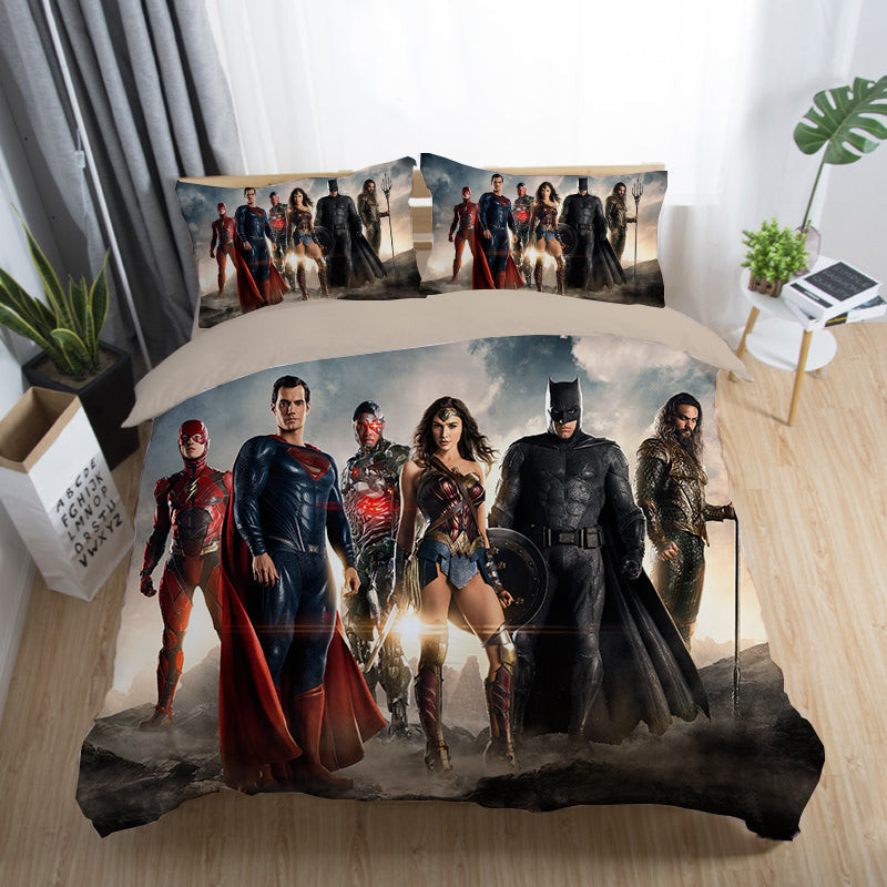 Justice League Duvet Cover Quilt Cover Pillowcase Bedding Set Bed Linen Home Bedroom Decor