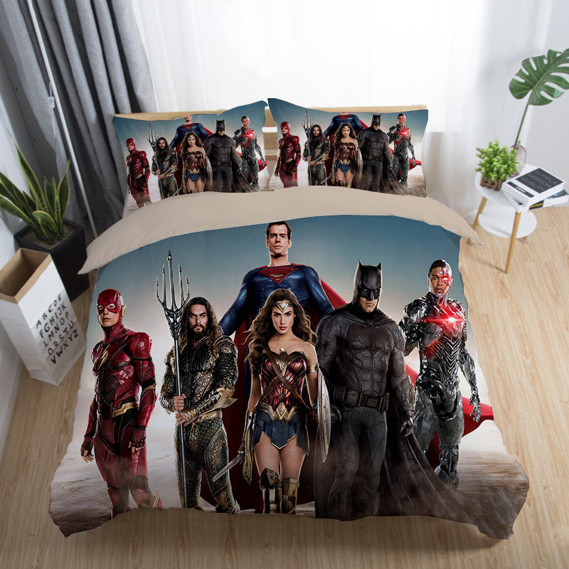Justice League Duvet Cover Quilt Cover Pillowcase Bedding Set Bed Linen Home Bedroom Decor