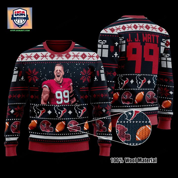 Justin James Watt 99 Houston Texans Nfl Christmas Sweater