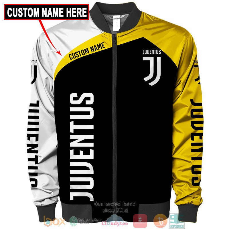 Juventus FC Personalized Black Yellow Bomber Jacket | Streetwear Jacket for Men & Women | Fan Gift