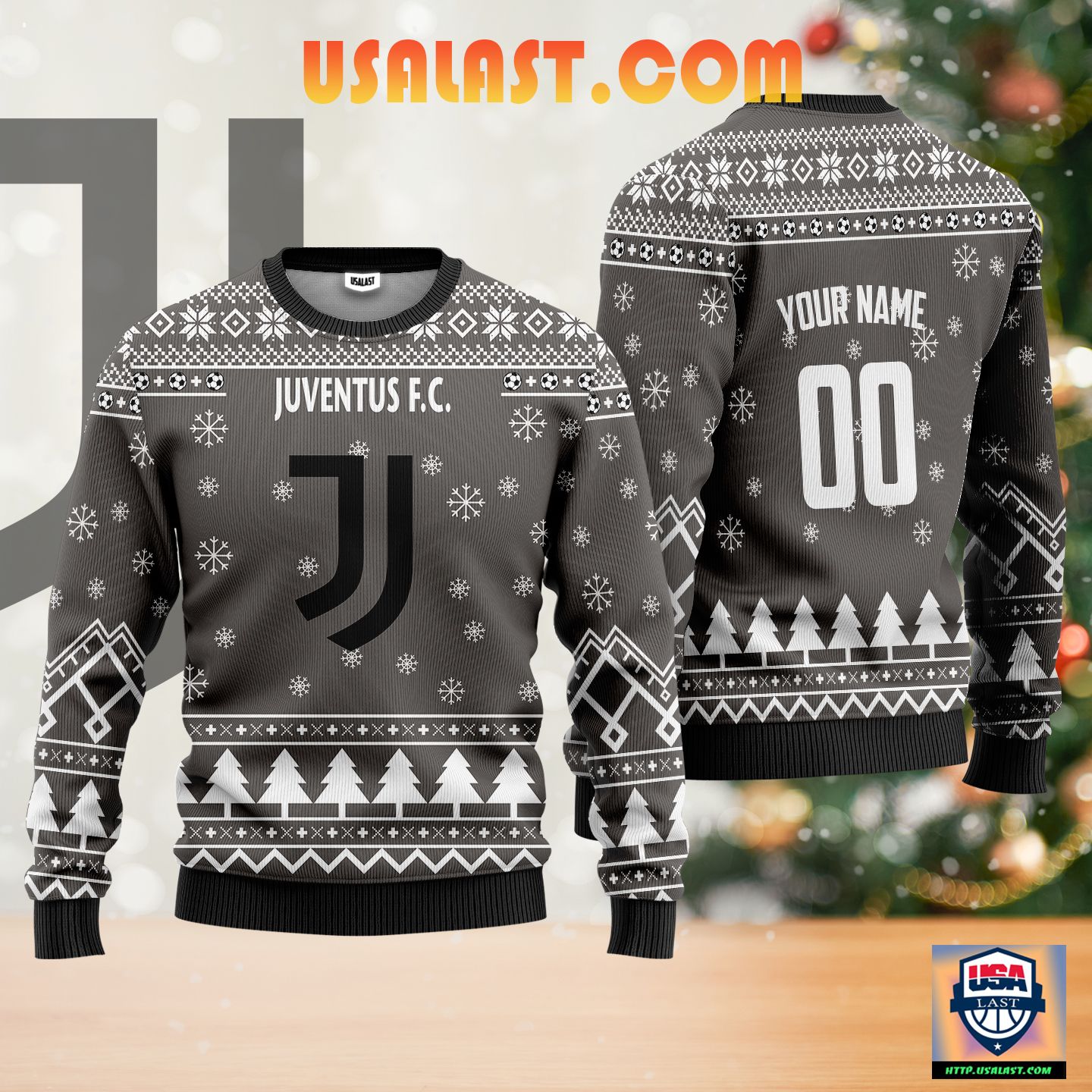 Juventus FC Personalized Ugly Christmas Sweater Gray Version