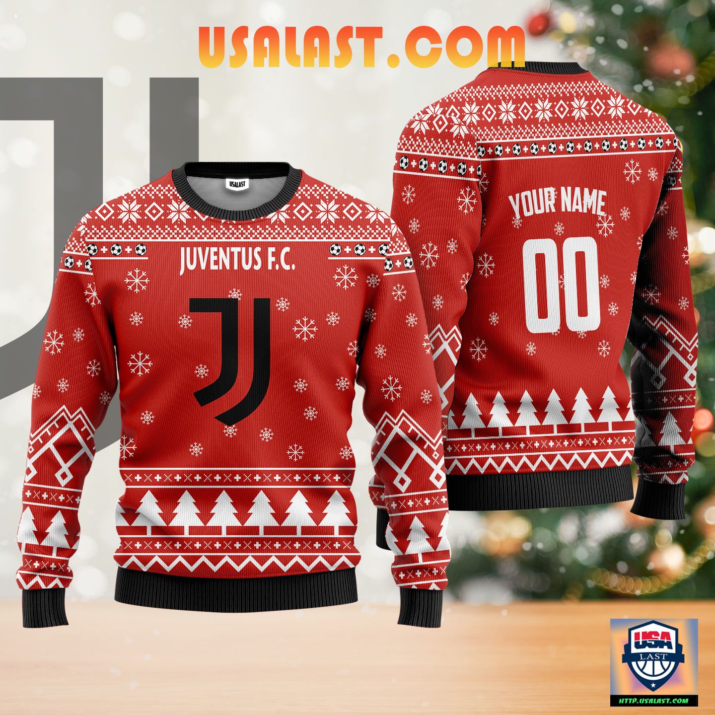 Juventus FC Personalized Ugly Christmas Sweater Red Version